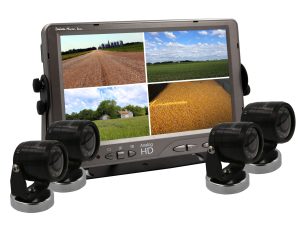 9" AHD quad monitor with four black PAL cameras on the side