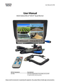 AGCO Dakota Micro® AHD 9” Quad Monitor User Manual