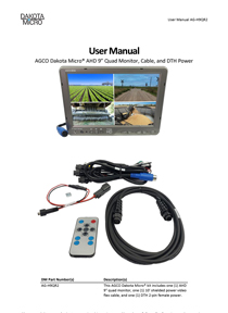 AGCO Dakota Micro® AHD 9” Quad Monitor, Cable, and DTH Power User Manual